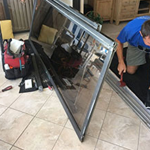 sliding glass door frame repair Linda